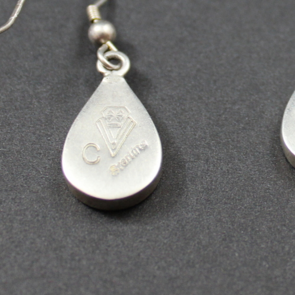Native American Sterling Earrings Inlay Signed C - Picture 5 of 5